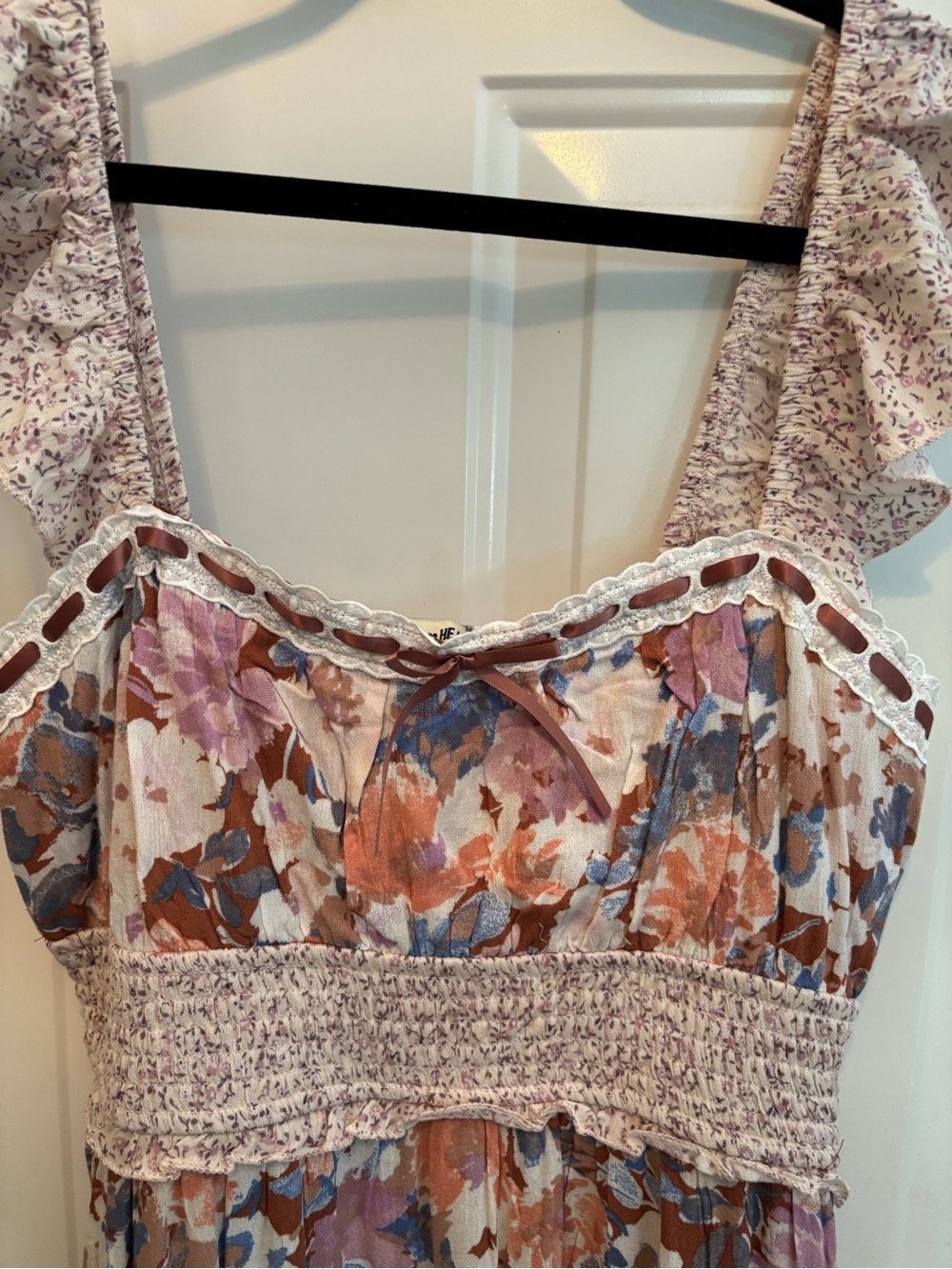 Inspired Hearts Pastel Floral Slip Dress in Blush, Dusty Blue & Mauve - Picture 2 of 7